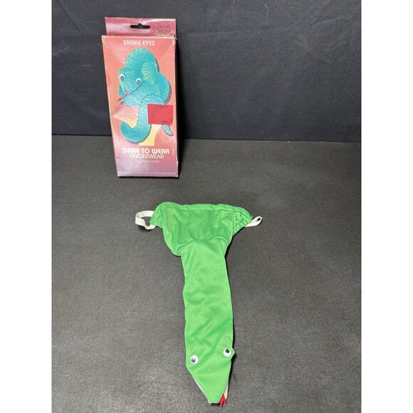 90s Vtg Dare To Wear Snake Thong Men's Novelty Underwear Green Gag Gift Bach - Picture 2 of 6